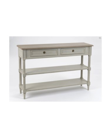 Console en bois 2 tiroirs 2 tablettes