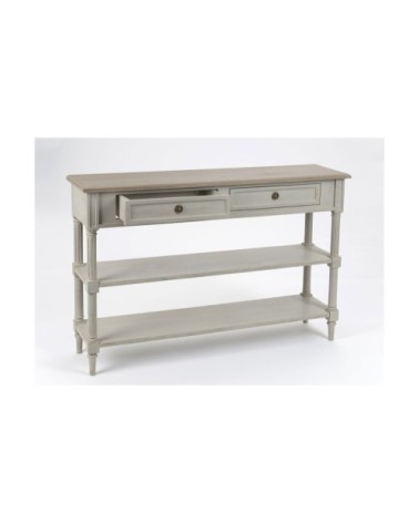 Console en bois 2 tiroirs 2 tablettes