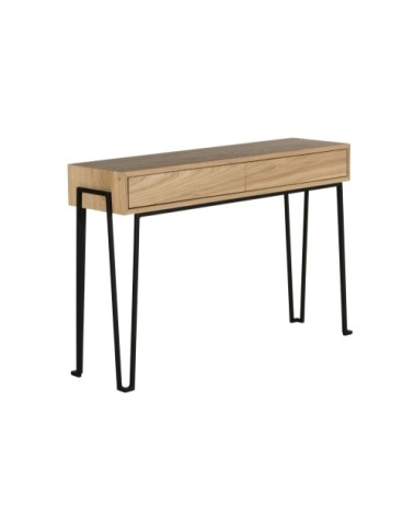 Console en bois et métal moderne 2 tiroirs