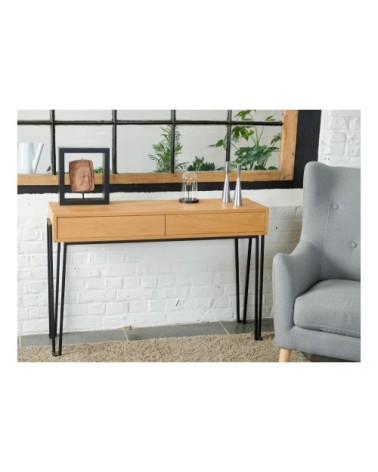 Console en bois et métal moderne 2 tiroirs
