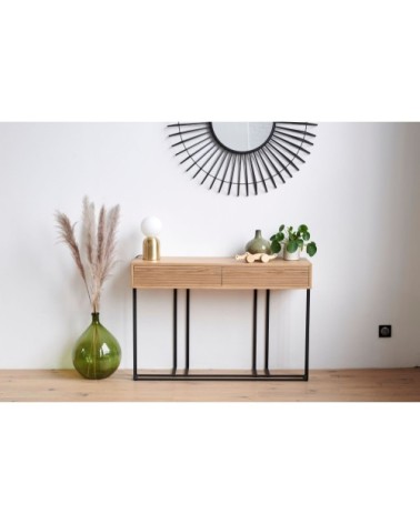 Console en bois et métal 2 tiroirs RAYNART