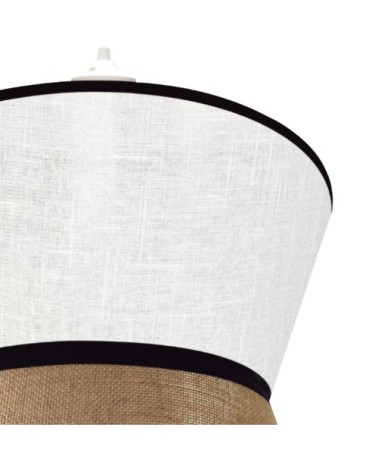 Suspension avec 2 abat-jour en lin blanc et sac rustique