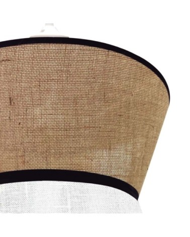 Suspension avec 2 abat-jour en lin brun et sac rustique