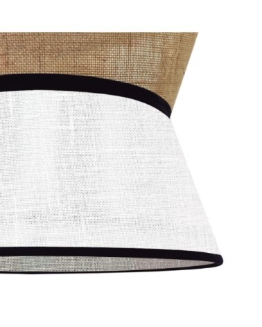 Suspension avec 2 abat-jour en lin brun et sac rustique