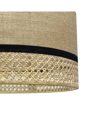 Suspension marron naturel avec abat-jour en raphia