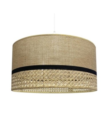 Suspension marron naturel avec abat-jour en raphia