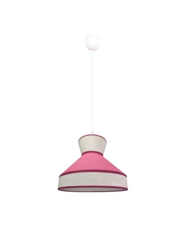 Suspension rose réglable en hauteur avec abat-jour en tissu