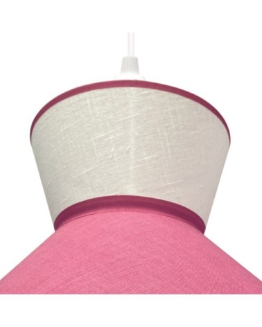 Suspension rose réglable en hauteur avec abat-jour en tissu