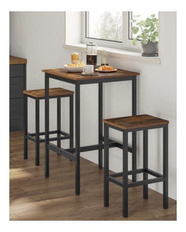 Table haute table de bar carrée cadre en Acier 60 x 60 x 92 cm