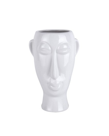 Vase cache-pot en céramique blanche H27,2cm