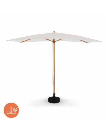 Parasol droit rectangulaire écru avec mât central en bois 2m sur 3m