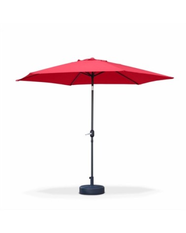 Parasol droit rond rouge en aluminium avec mât central 3m de diamètre