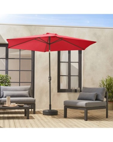 Parasol droit rond rouge en aluminium avec mât central 3m de diamètre