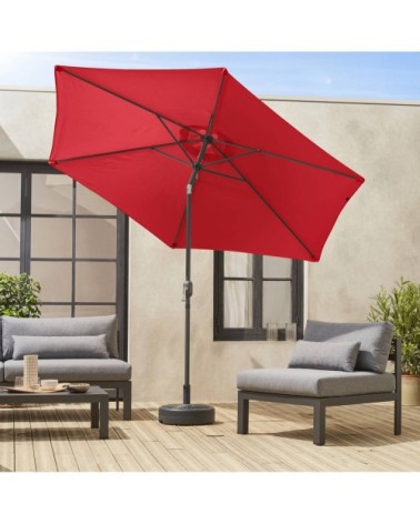 Parasol droit rond rouge en aluminium avec mât central 3m de diamètre