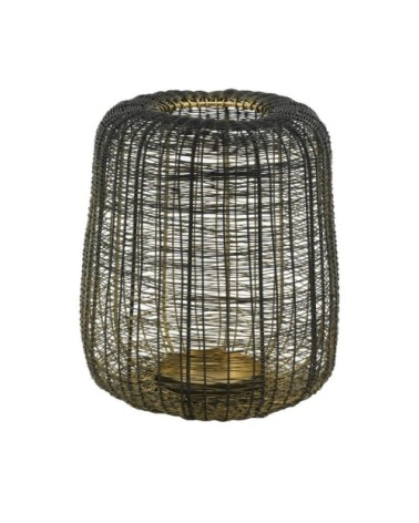 Photophore fil de métal noir doré h 25cm