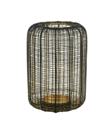 Photophore fil de métal noir doré h 32cm