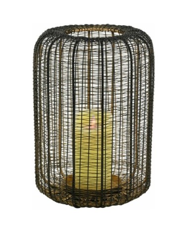 Photophore fil de métal noir doré h 32cm