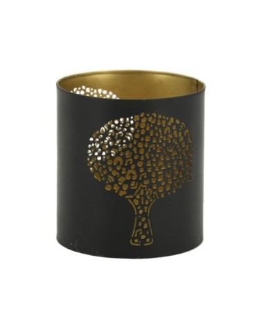 Photophore arbre métal doré et noir 9 cm