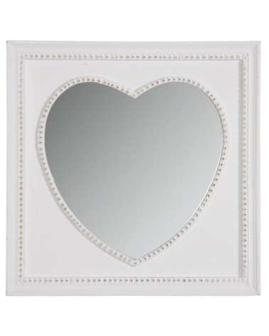 Miroir carré coeur blanc 28x28cm