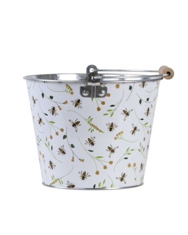 Cache pot seau en zinc 27 cm imprimés abeilles