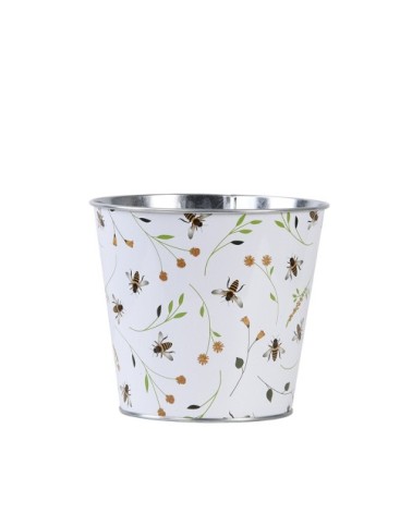Cache pot en zinc imprimé abeilles 16 cm