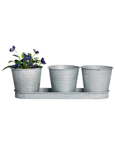 Set 3 pots de fleur en zinc