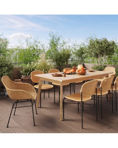 Table de jardin extensible en teck massif 186/245 cm