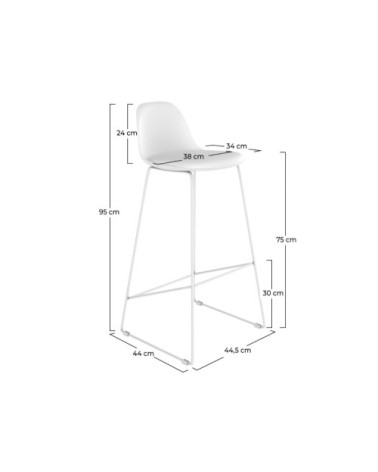 Chaise de bar blanche 75 cm (lot de 2)