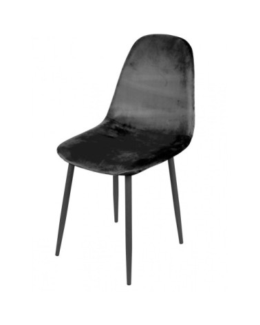 Chaise en velours noir pieds en métal noir 44x53x88cm
