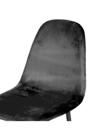Chaise en velours noir pieds en métal noir 44x53x88cm
