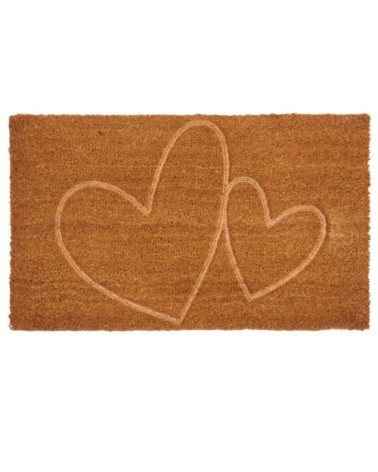 Paillasson coco intérieur extérieur 75 x 45 cm coeurs thermocompressé