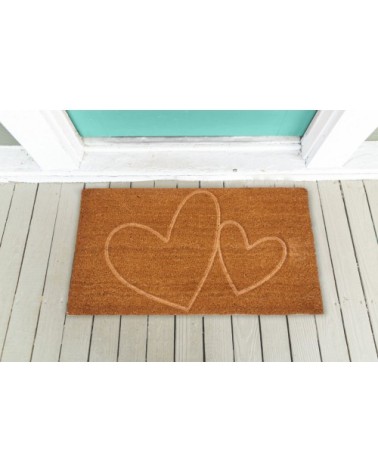 Paillasson coco intérieur extérieur 75 x 45 cm coeurs thermocompressé