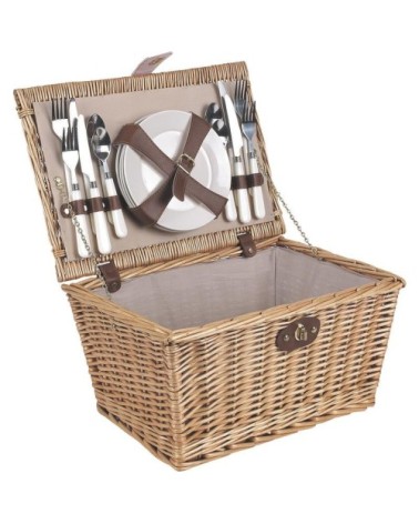 Panier de pique-nique 4 couverts en osier teinté
