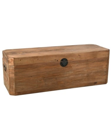 Coffre en pin et métal rectangle