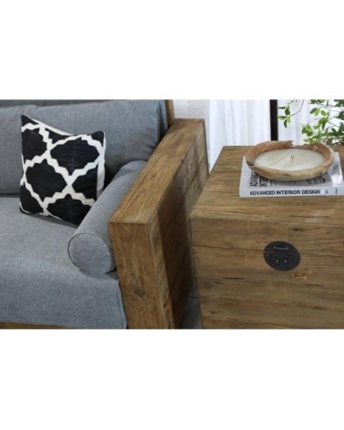 Coffre carré en pin recyclé et métal carré