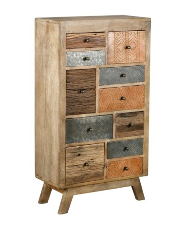 Commode haute en manguier et métal zouma