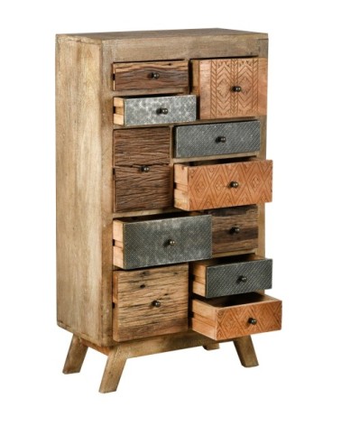 Commode haute en manguier et métal zouma