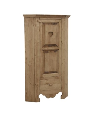 Armoirette d'angle en épicéa ciré miel coeur