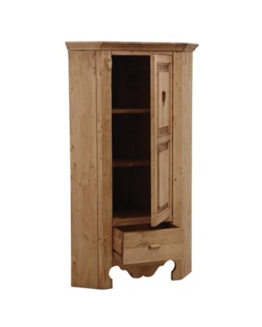 Armoirette d'angle en épicéa ciré miel coeur