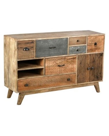Commode en manguier et métal zouma 120 x 35 x 76 cm