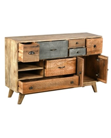 Commode en manguier et métal zouma 120 x 35 x 76 cm