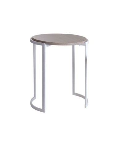 Sellettes rondes en métal et manguier (lot de 3) blanc