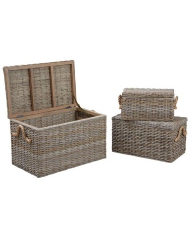 Coffres en poelet naturel (lot de 3)