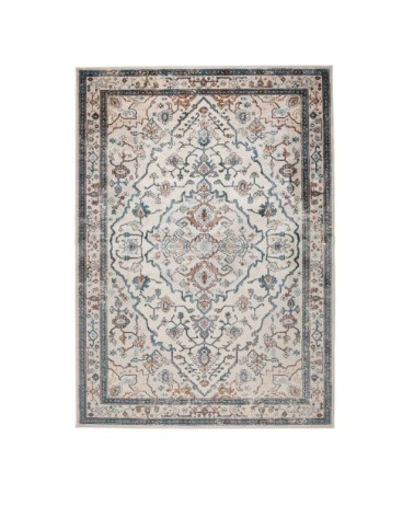 Tapis vintage rouge brique et bleu beige 170x240 cm