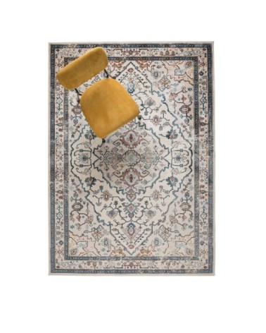 Tapis vintage rouge brique et bleu beige 170x240 cm