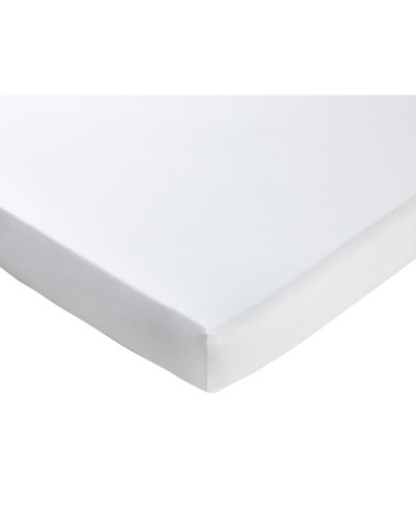 Drap-housse 140x190 blanc en percale de coton