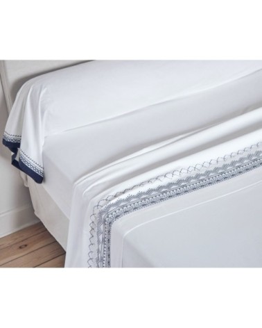 Drap-housse 140x190 blanc en percale de coton