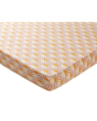 Drap-housse 140x190 orange en coton