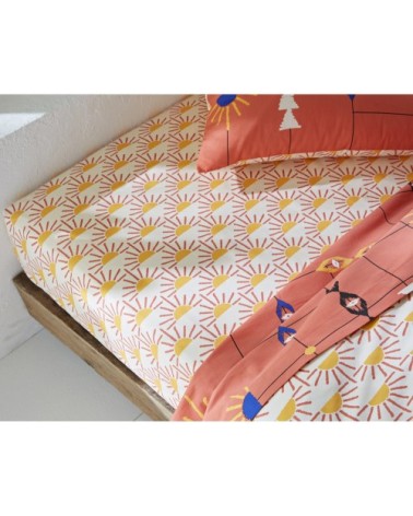 Drap-housse 140x190 orange en coton