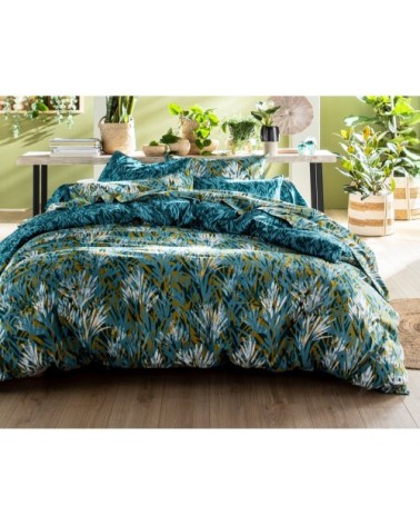 Housse de couette réversible 240x260 bleue en coton